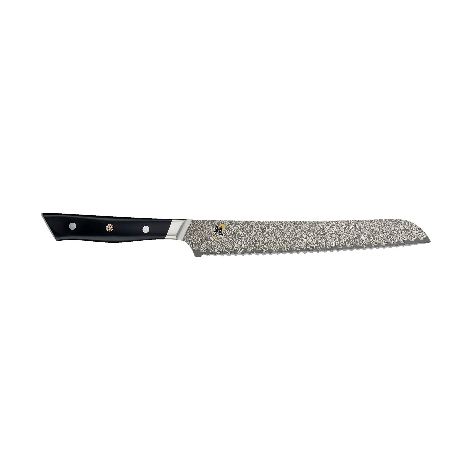 Coltello da pane 24 cm Hibana 800DP, Acciaio di Damasco-nero Miyabi