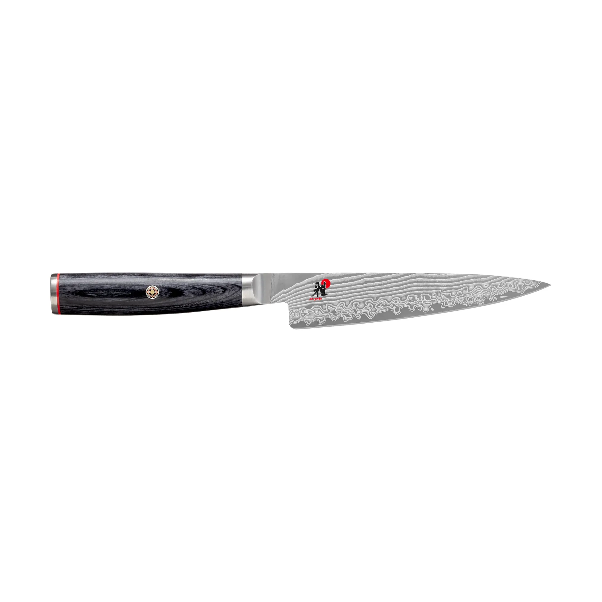 Coltello per sbucciare Raw 5000FCD shotoh 13 cm, Acciaio di Damasco-nero Miyabi