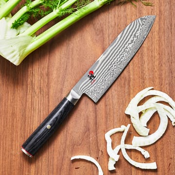Coltello santoku Raw 5000FCD 18 cm - Acciaio di Damasco-nero - Miyabi