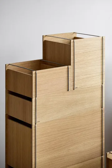 Contenitore Moebe - Rovere oliato-acciaio inossidabile, square, 33x30x31 cm - MOEBE