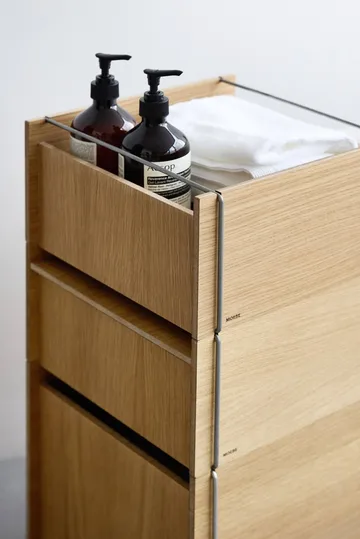 Contenitore Moebe - Rovere oliato-acciaio inox, small, 16,5x30x31 cm - MOEBE