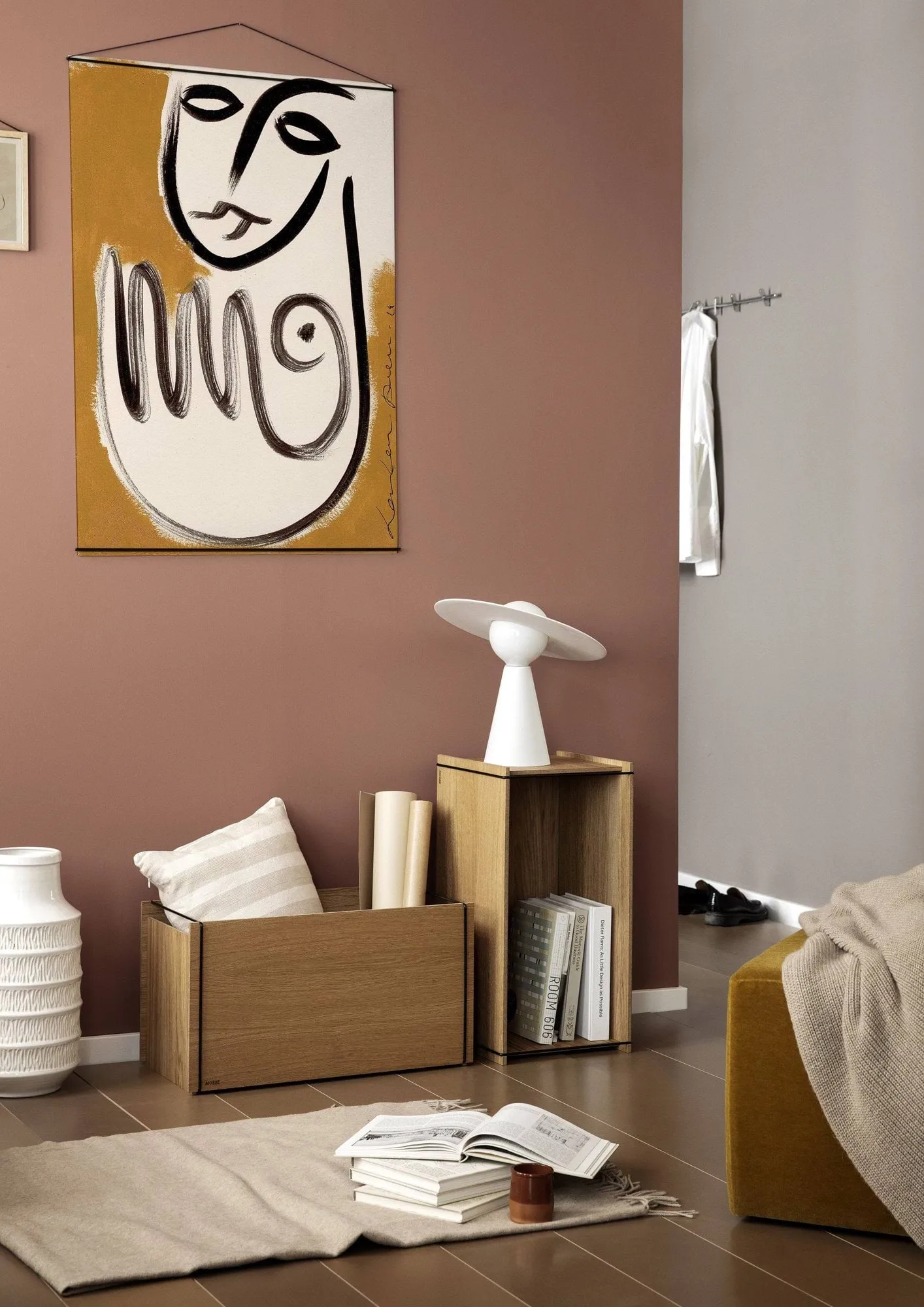 Contenitore Moebe, Rovere oliato-acciaio inox, small, 16,5x30x31 cm MOEBE