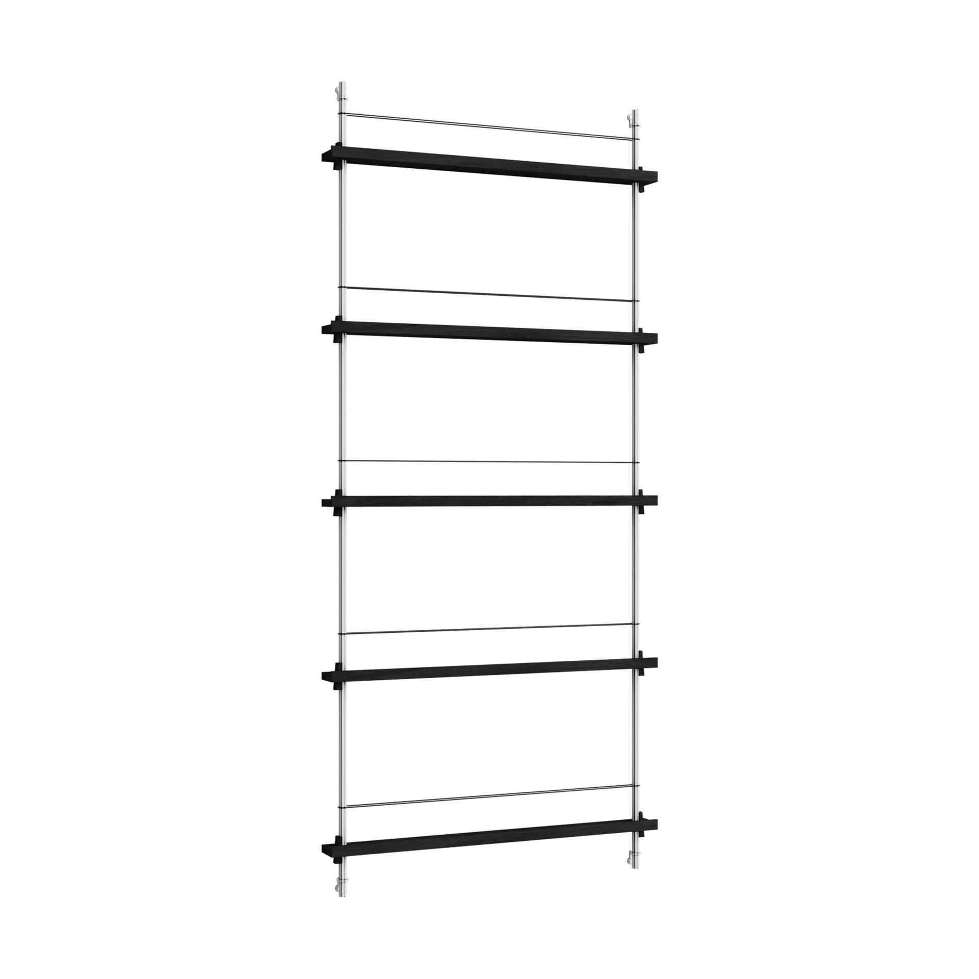 Magazine Shelving portagiornali, Black-acciaio inossidabile, 85x180x7 cm, MS.180.1 MOEBE