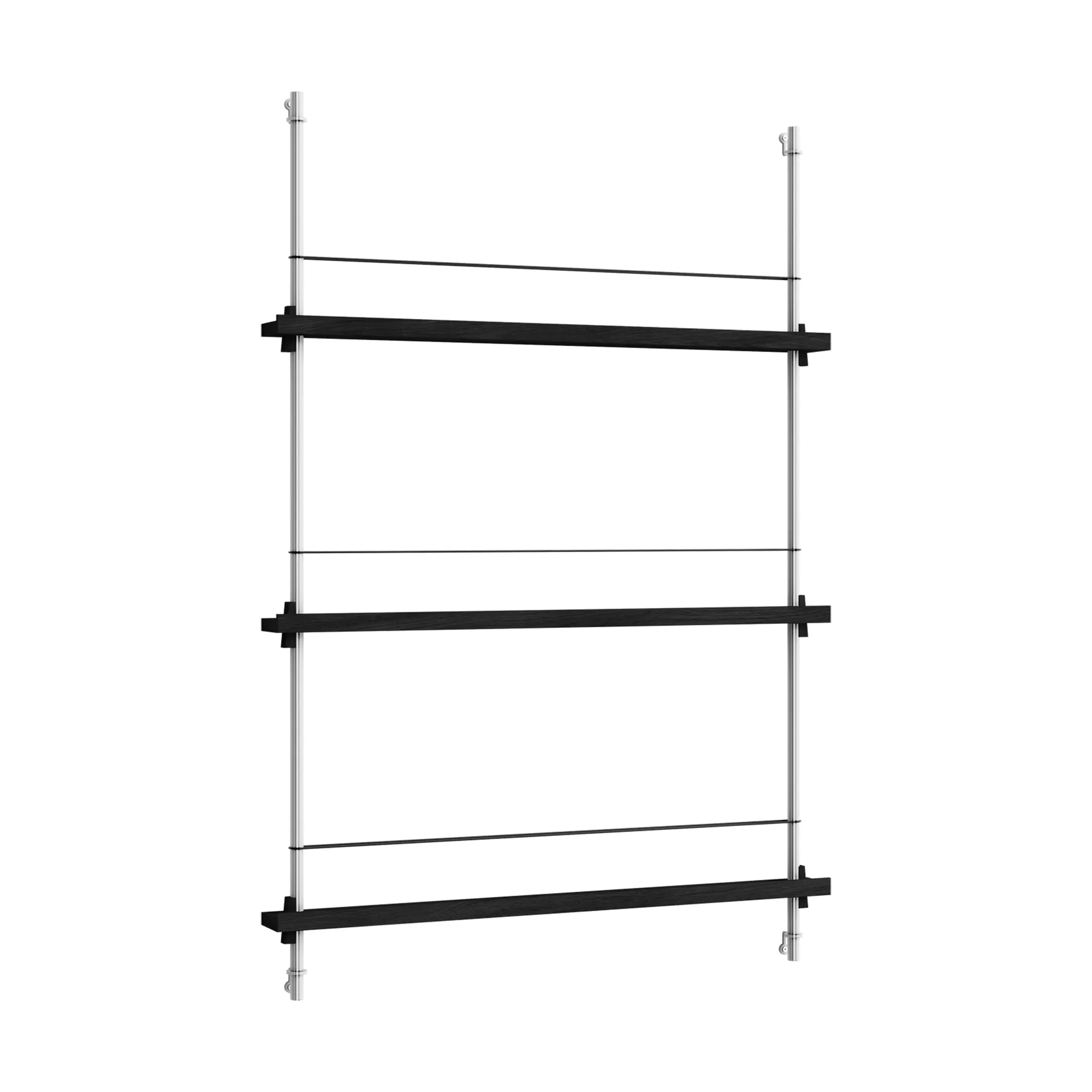 Magazine Shelving portagiornali, Black-acciaio inox, 85x115x7 cm, MS.115.1 MOEBE