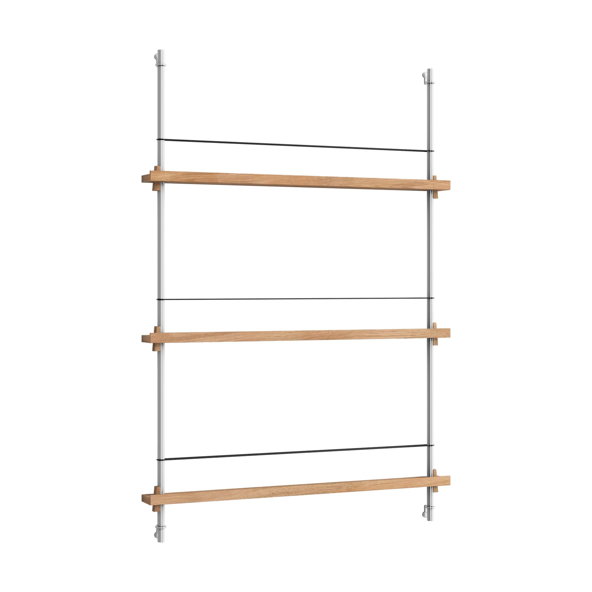 Magazine Shelving portagiornali, Rovere-acciaio inossidabile, 85x115x7 cm, MS.115.1 MOEBE