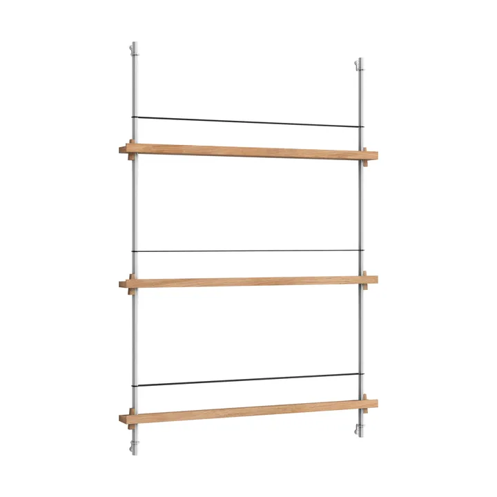 Magazine Shelving portagiornali - Rovere-acciaio inossidabile, 85x115x7 cm, MS.115.1 - MOEBE