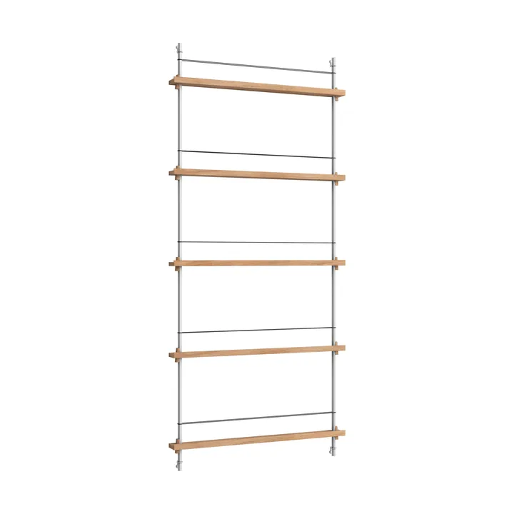 Magazine Shelving portagiornali - Rovere-acciaio inossidabile, 85x180x7 cm, MS.180.1 - MOEBE