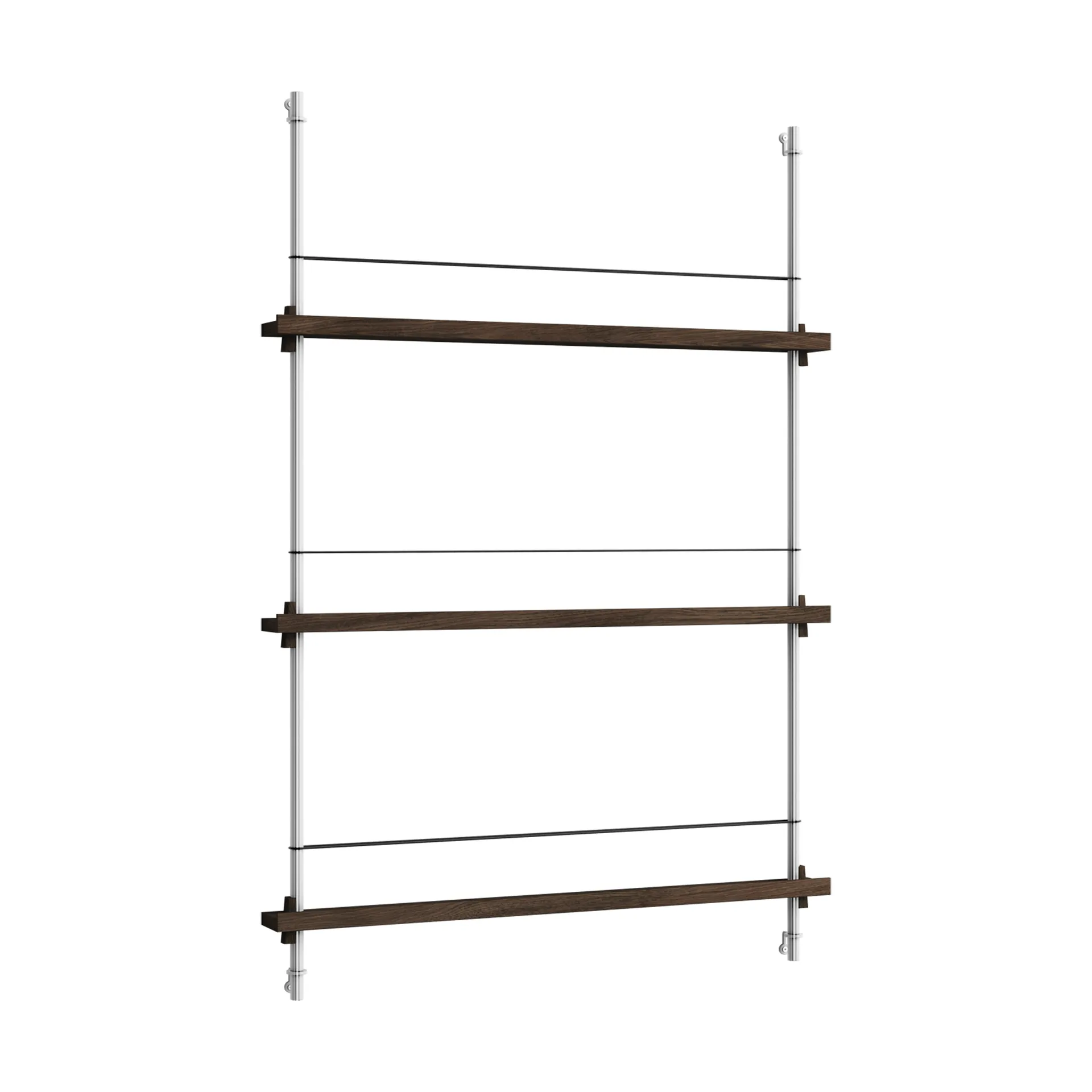 Magazine Shelving portagiornali, Rovere affumicato-acciaio inossidabile, 85x115x7 cm, MS.115.1 MOEBE