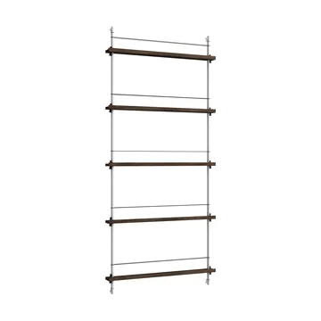 Magazine Shelving portagiornali - Rovere affumicato-acciaio inossidabile, 85x180x7 cm, MS.180.1 - MOEBE
