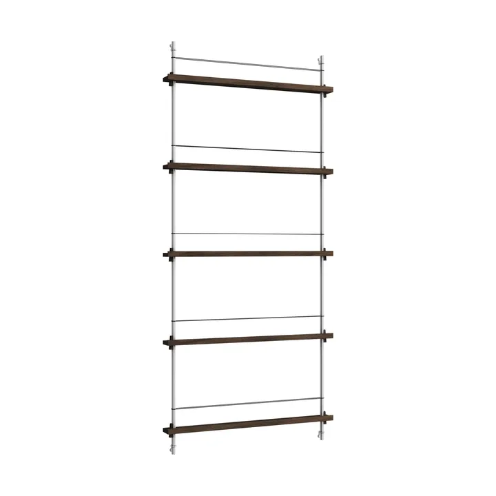 Magazine Shelving portagiornali - Rovere affumicato-acciaio inossidabile, 85x180x7 cm, MS.180.1 - MOEBE