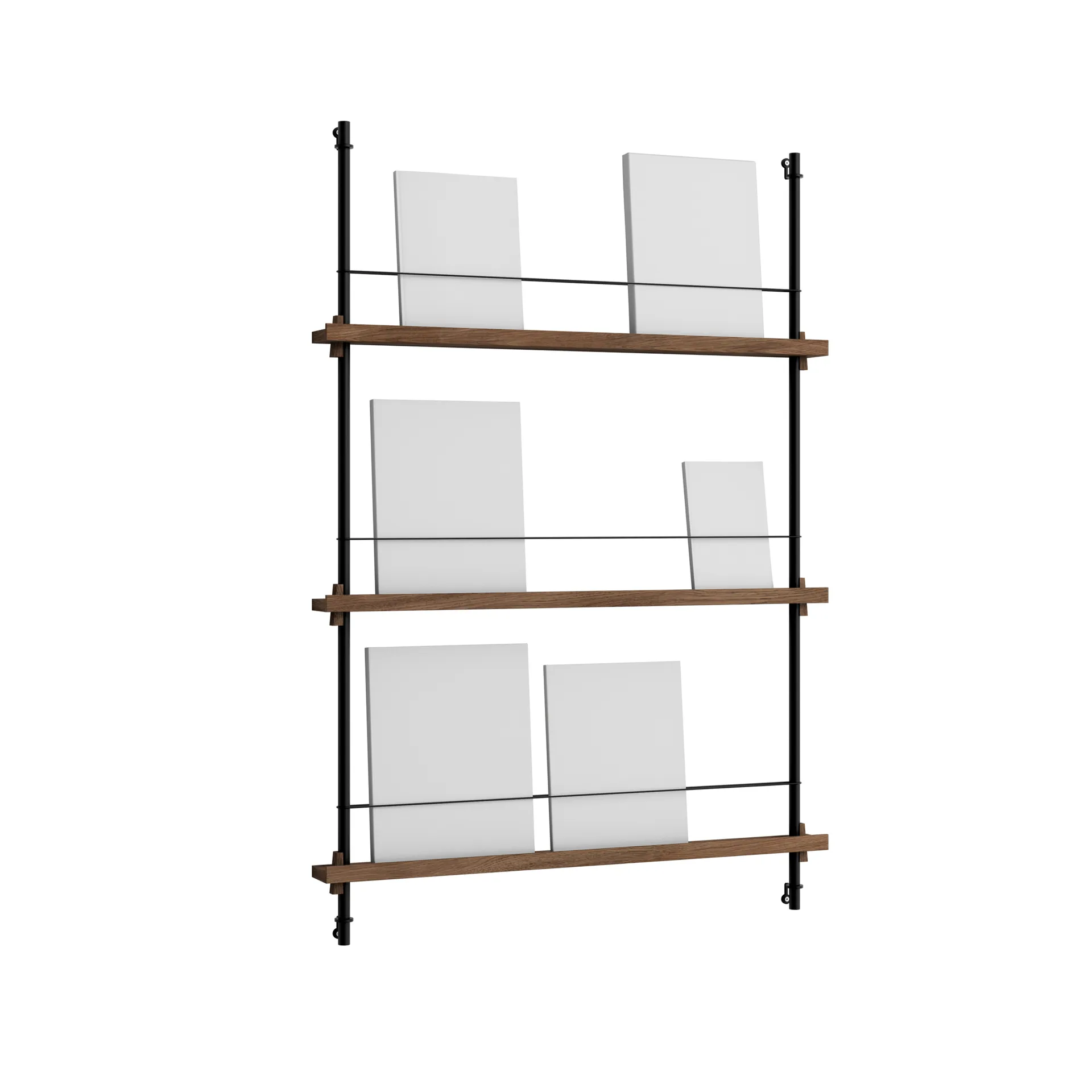 Magazine Shelving portagiornali, Rovere affumicato-black, 85x115x7 cm, MS.115.1 MOEBE