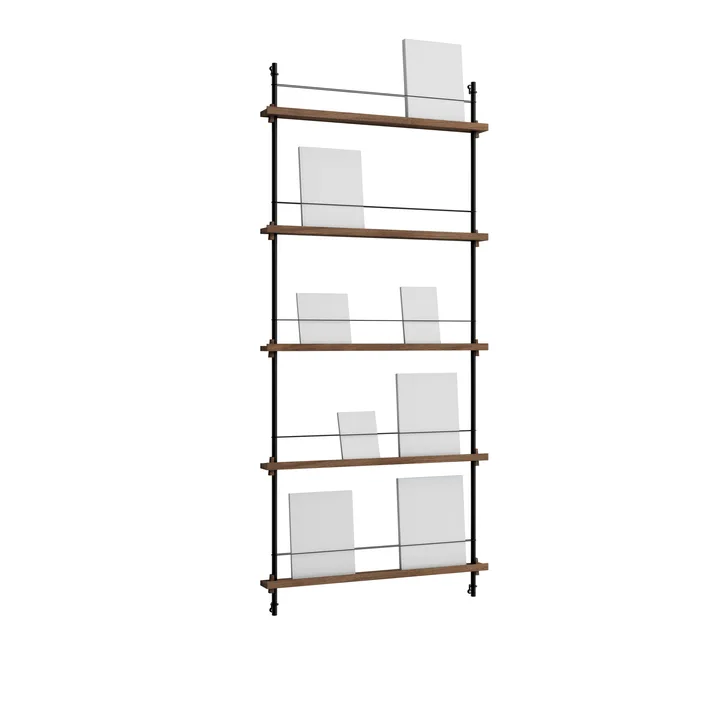 Magazine Shelving portagiornali - Rovere affumicato-black, 85x180x7 cm, MS.180.1 - MOEBE