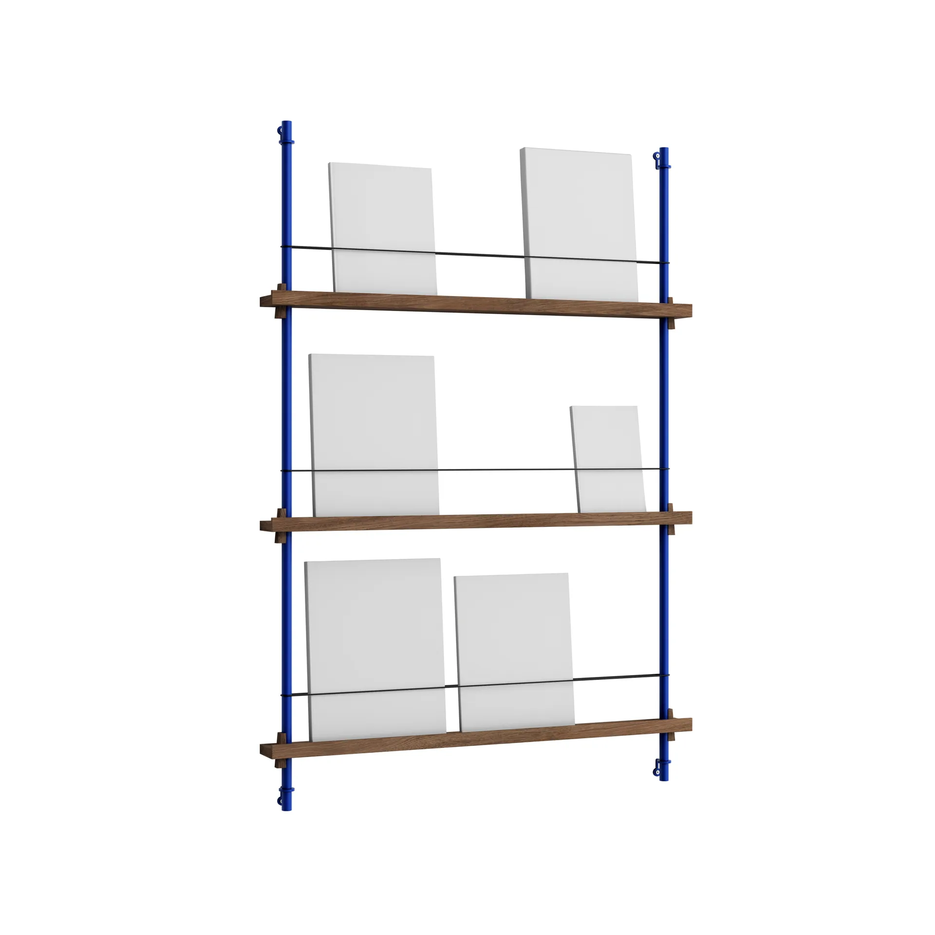 Magazine Shelving portagiornali, Rovere affumicato-deep blue, 85x115x7 cm, MS.115.1 MOEBE