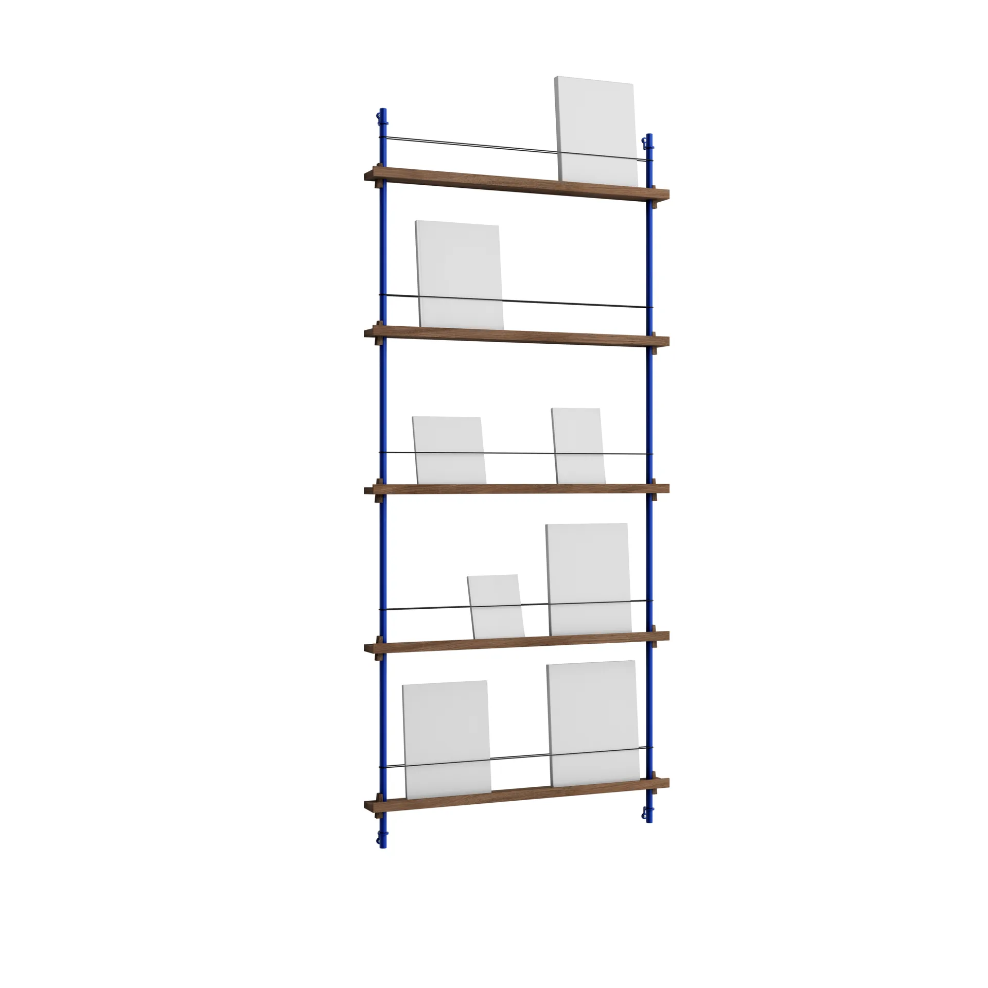 Magazine Shelving portagiornali, Rovere affumicato-deep blue, 85x180x7 cm, MS.180.1 MOEBE