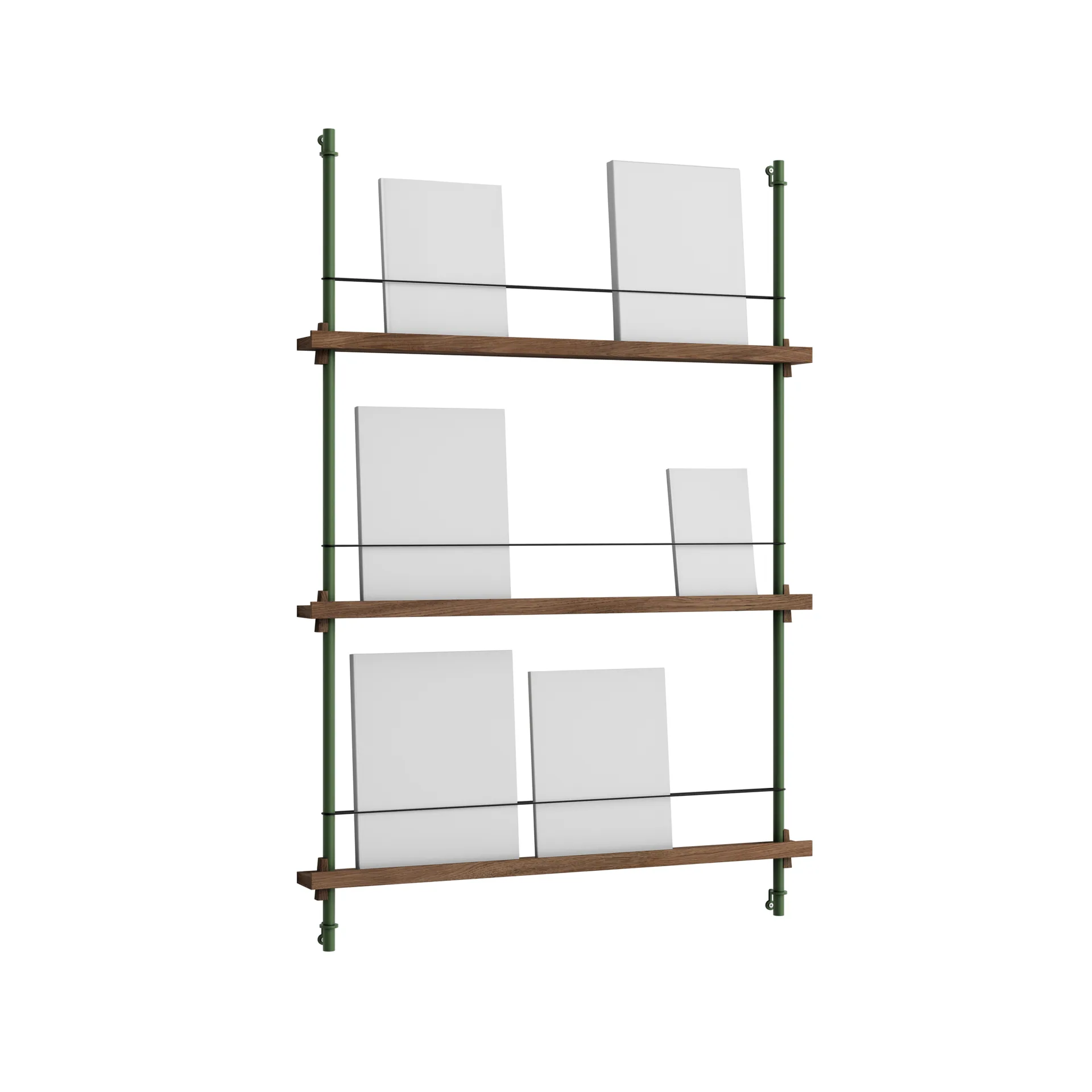 Magazine Shelving portagiornali, Rovere affumicato-pine green, 85x115x7 cm, MS.115.1 MOEBE