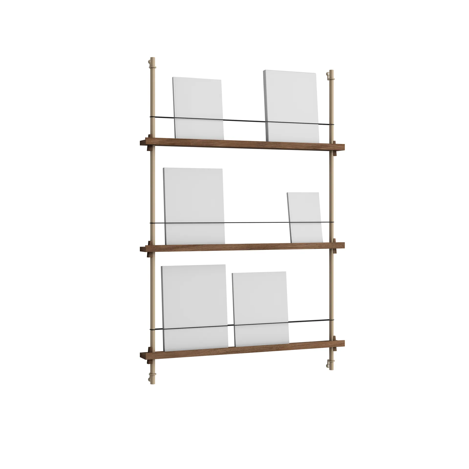 Magazine Shelving portagiornali, Rovere affumicato-warm grey, 85x115x7 cm, MS.115.1 MOEBE