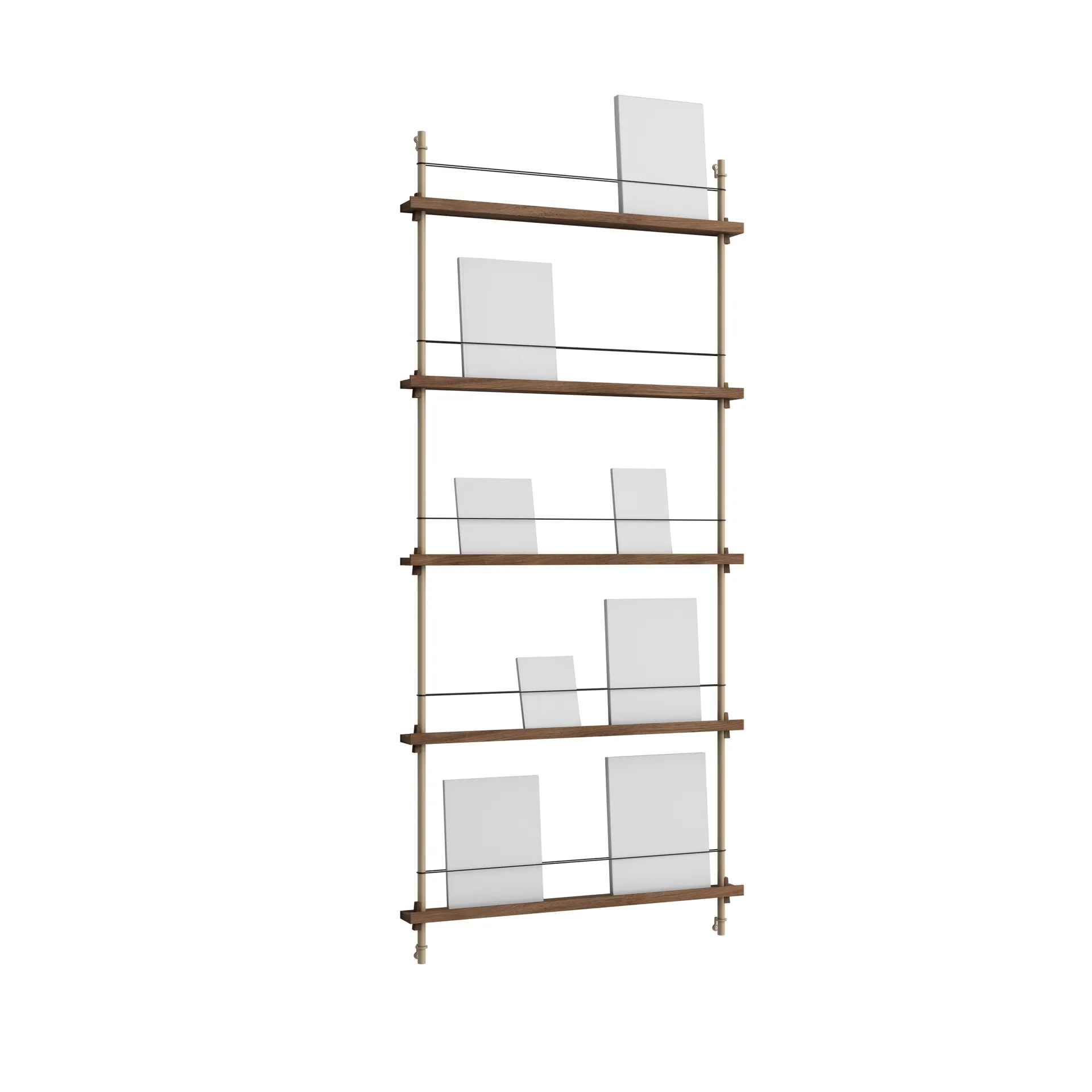 Magazine Shelving portagiornali, Rovere affumicato-warm grey, 85x180x7 cm, MS.180.1 MOEBE