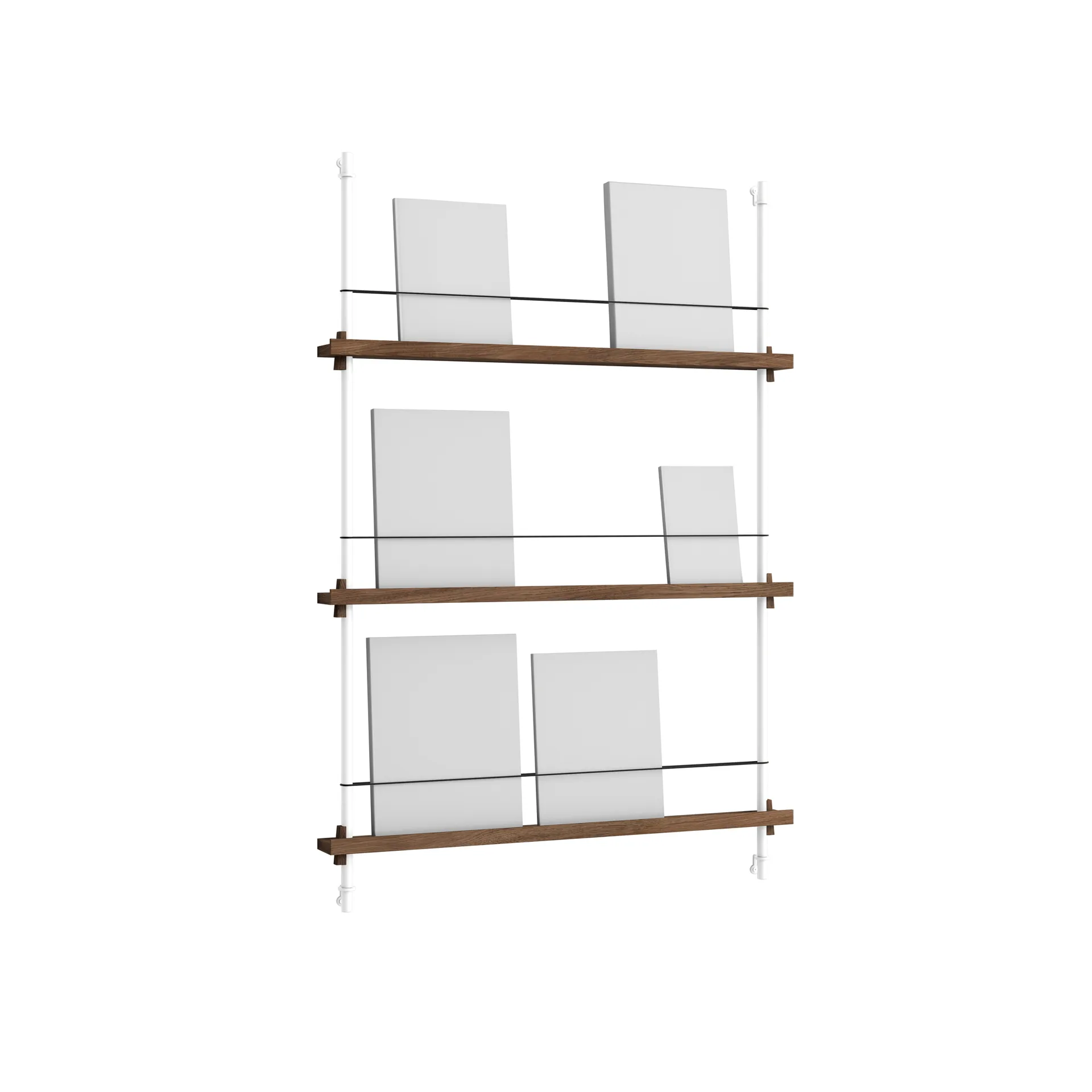 Magazine Shelving portagiornali, Rovere affumicato-white, 85x115x7 cm, MS.115.1 MOEBE