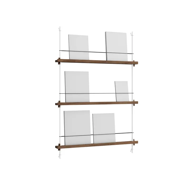 Magazine Shelving portagiornali - Rovere affumicato-white, 85x115x7 cm, MS.115.1 - MOEBE