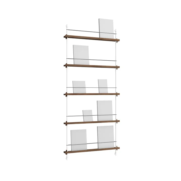 Magazine Shelving portagiornali - Rovere affumicato-white, 85x180x7 cm, MS.180.1 - MOEBE