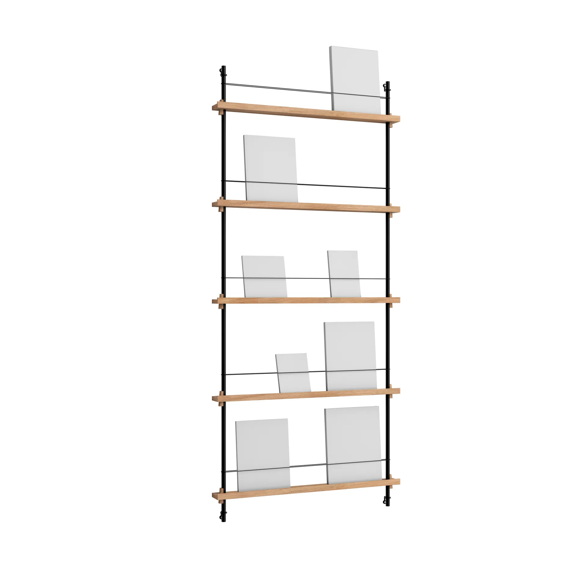 Magazine Shelving portagiornali, Rovere-black, 85x180x7 cm, MS.180.1 MOEBE