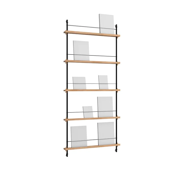 Magazine Shelving portagiornali - Rovere-black, 85x180x7 cm, MS.180.1 - MOEBE