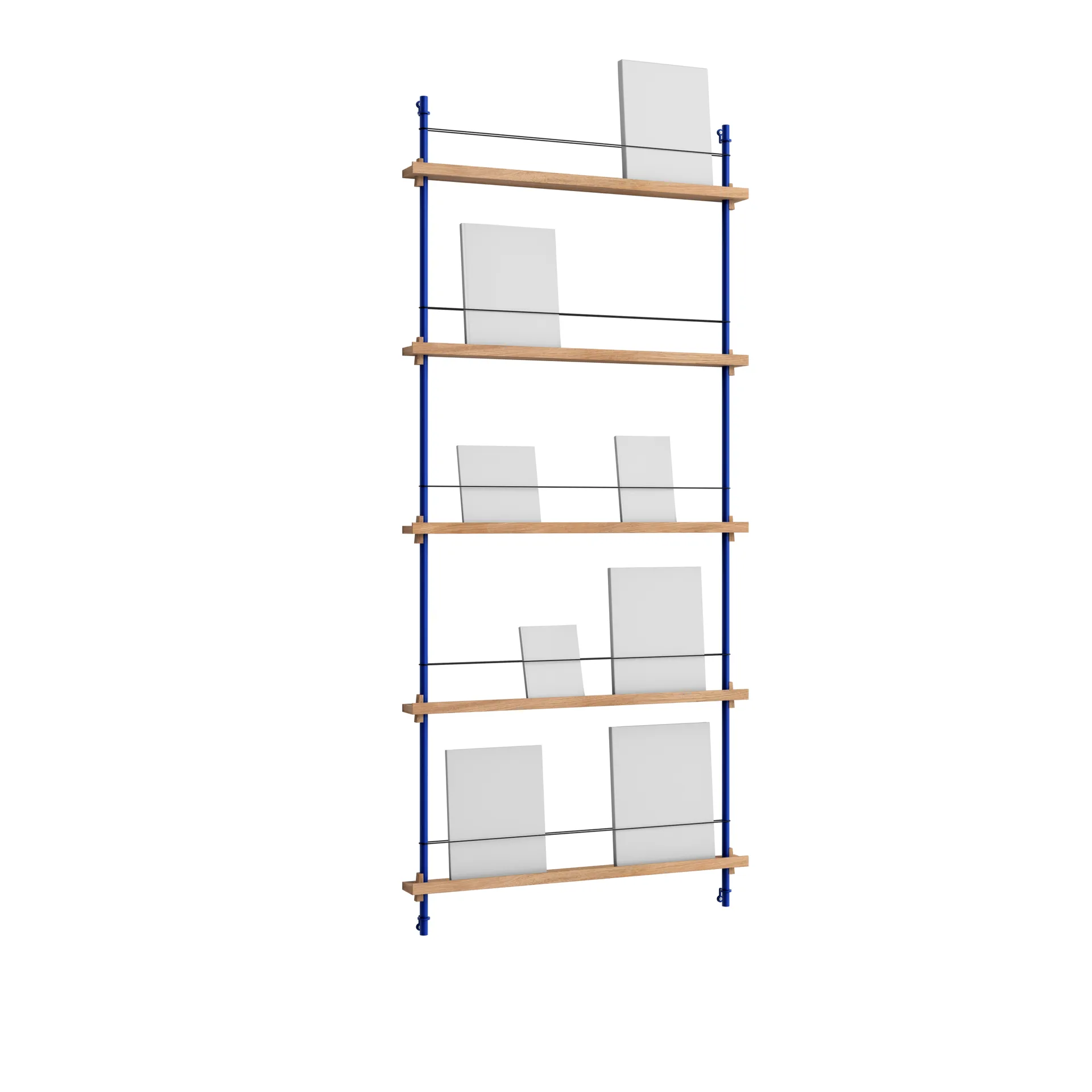 Magazine Shelving portagiornali, Rovere-deep blue, 85x180x7 cm, MS.180.1 MOEBE