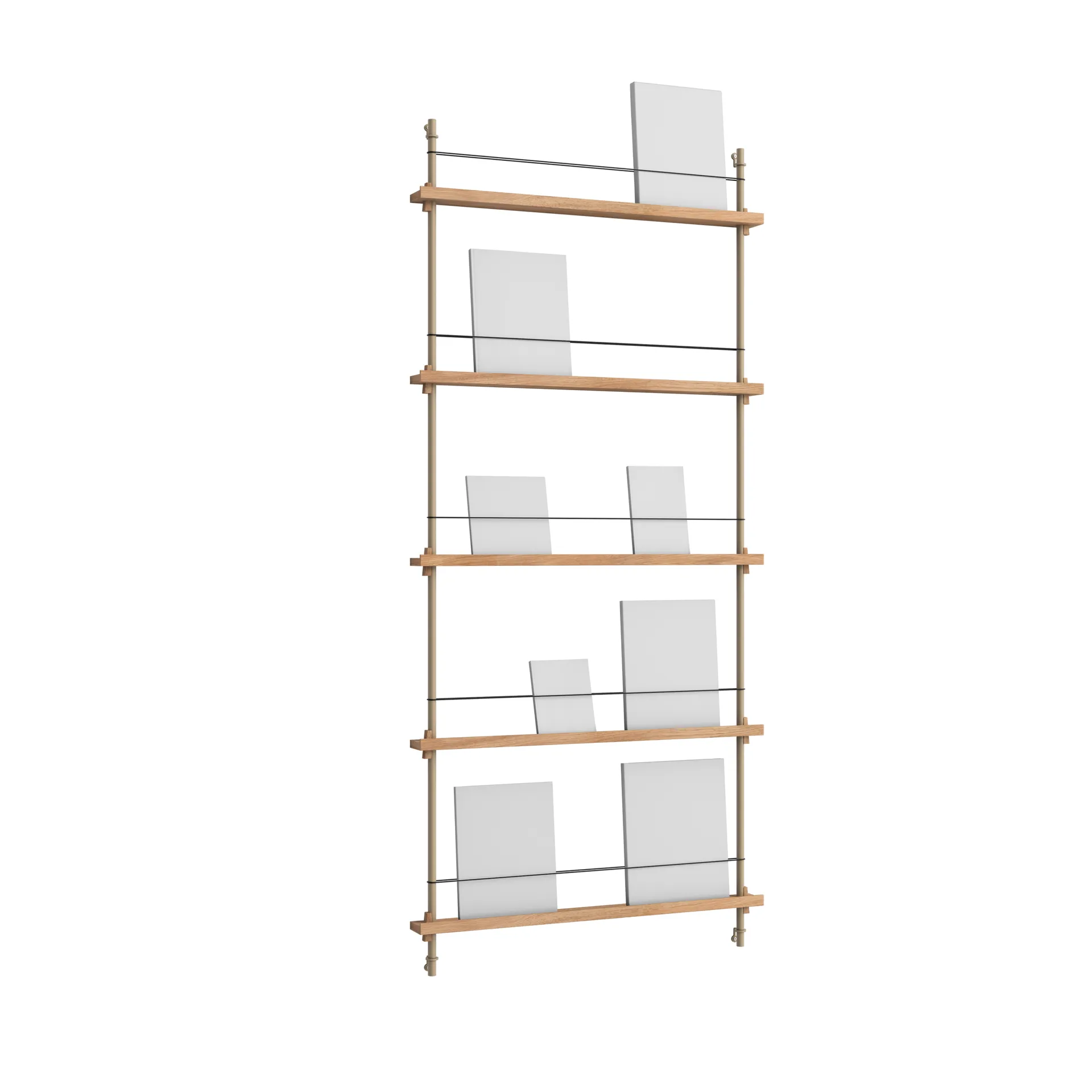 Magazine Shelving portagiornali, Rovere-warm grey, 85x180x7 cm, MS.180.1 MOEBE