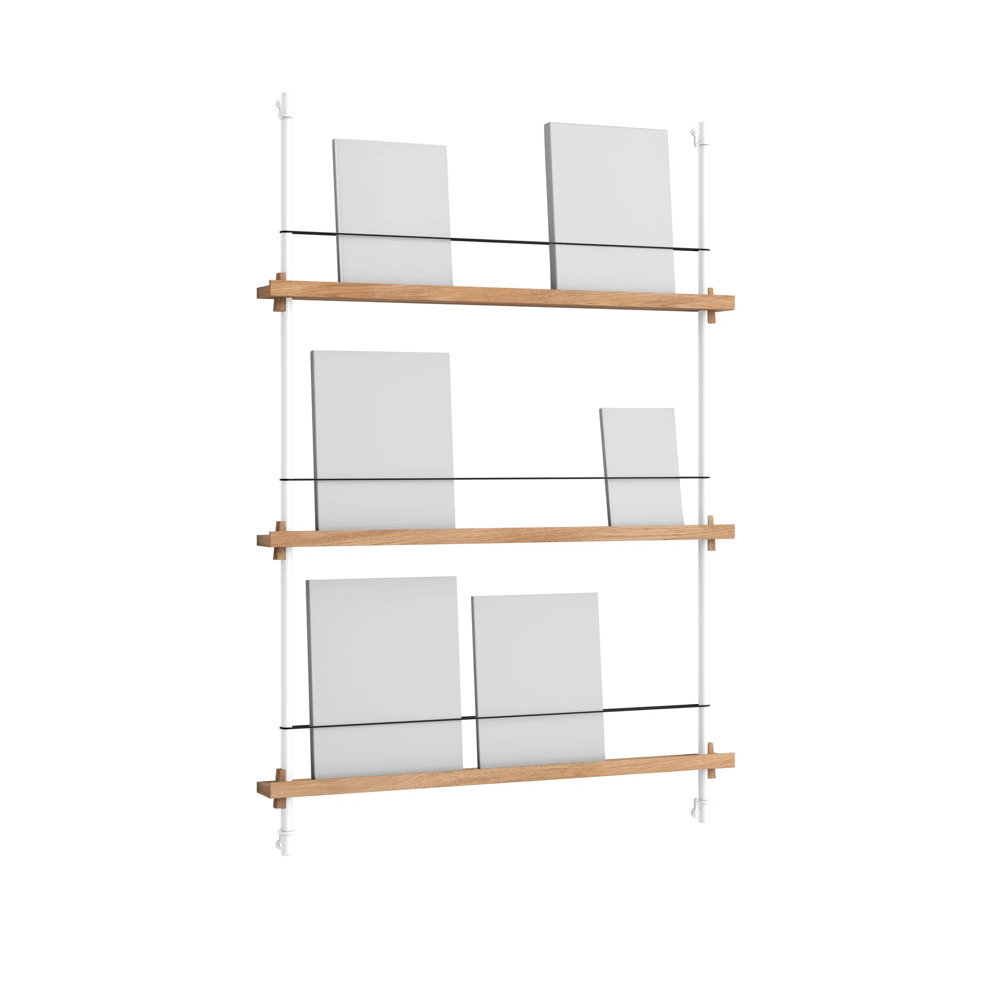 Magazine Shelving portagiornali, Rovere-white, 85x115x7 cm, MS.115.1 MOEBE