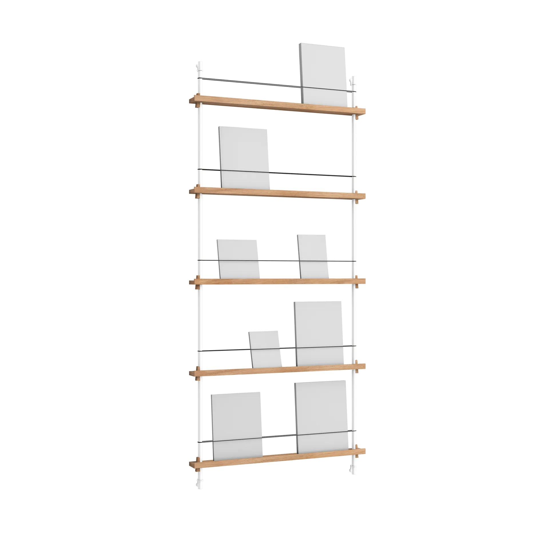 Magazine Shelving portagiornali, Rovere-white, 85x180x7 cm, MS.180.1 MOEBE