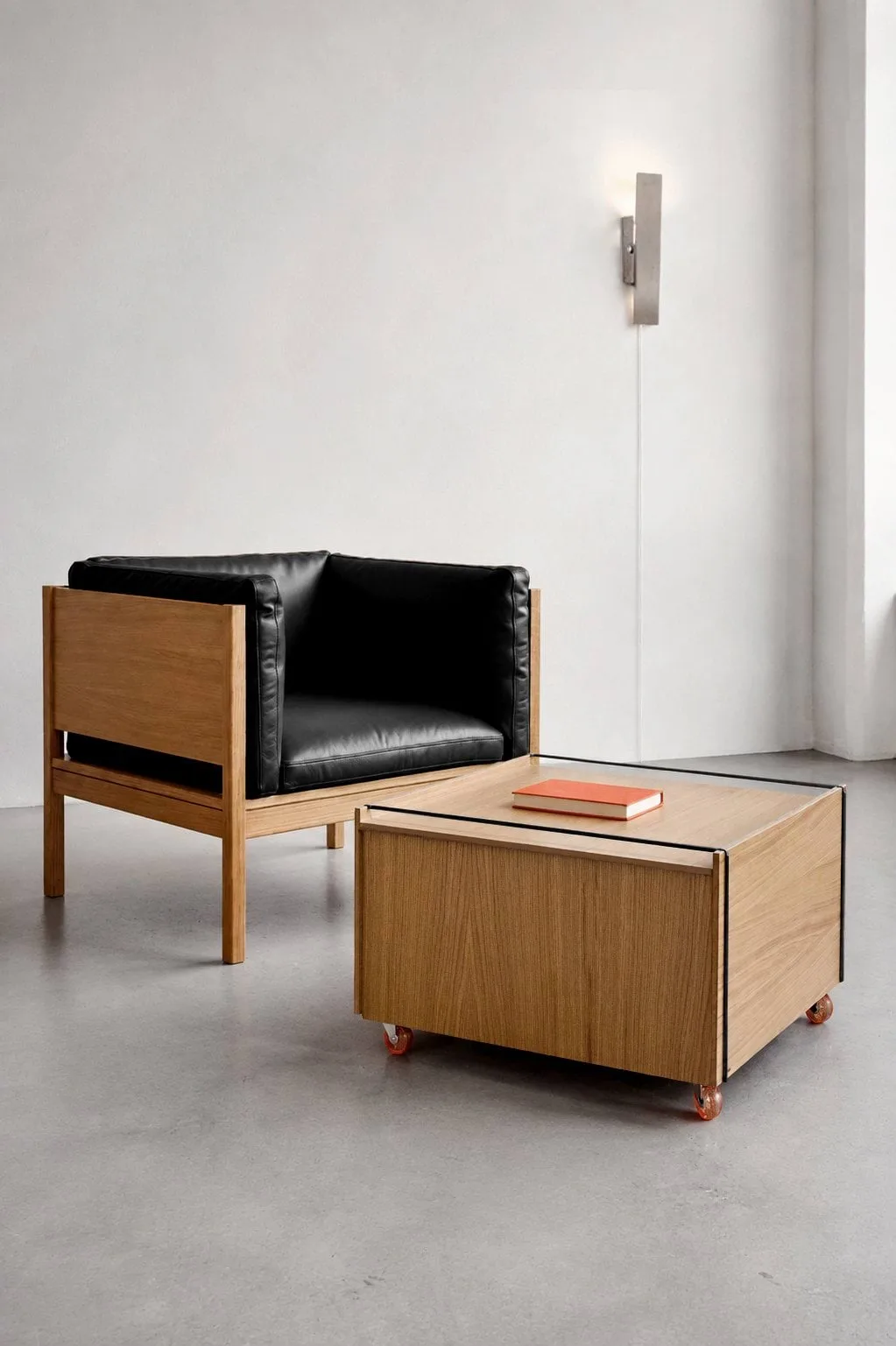 Moebe Storage Chest tavolino con contenitore, Rovere oliato-nero, 60x61x38.2 cm MOEBE