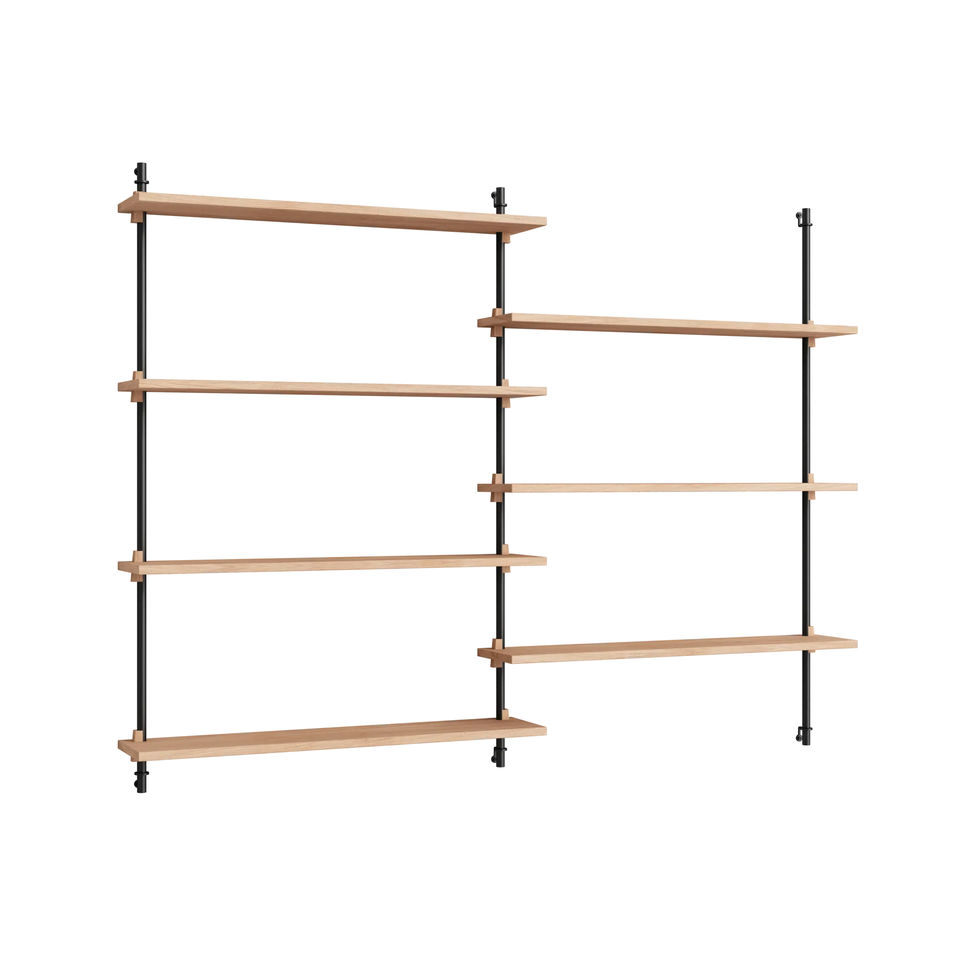 Scaffalatura da parete Moebe ws.115.2.B, Rovere, nero MOEBE