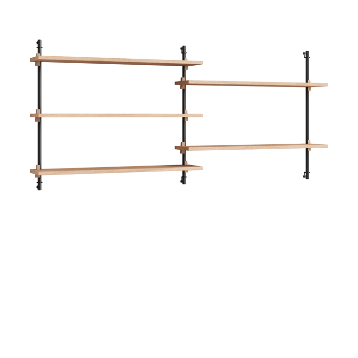 Scaffalatura da parete Moebe ws.65.2.B - Rovere, nero - MOEBE