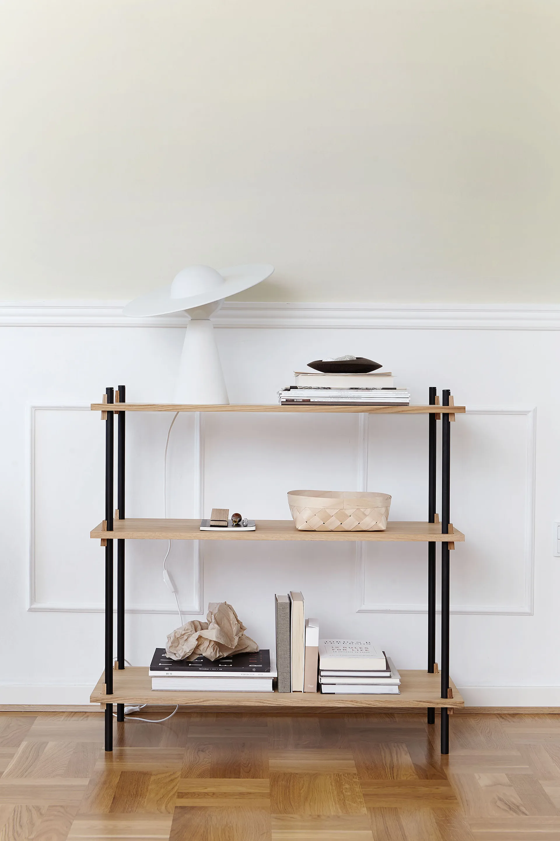 Shelving System classic scaffale, Rovere affumicato-black, 86x200x35 cm, S.200.1.A MOEBE