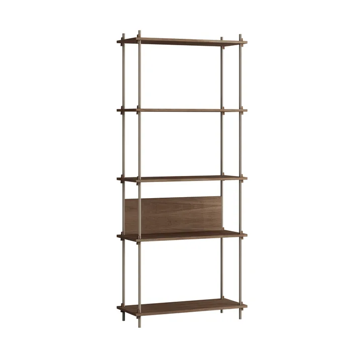 Shelving System classic scaffale - Rovere affumicato-warm grey, 86×200×35 cm, S.200.1.A - MOEBE