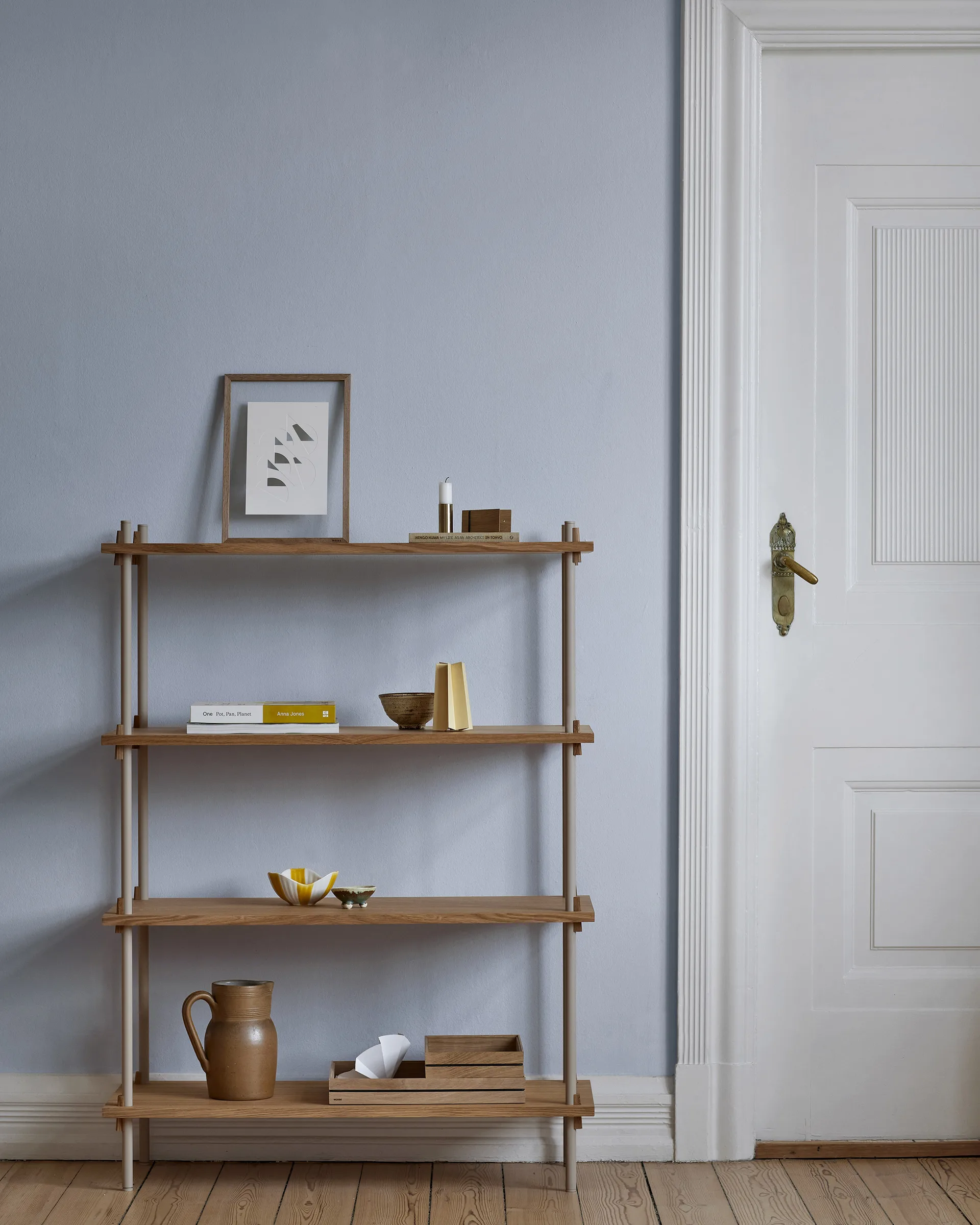 Shelving System classic scaffale, Rovere affumicato-white, 86x115x35 cm, S.115.1.A MOEBE