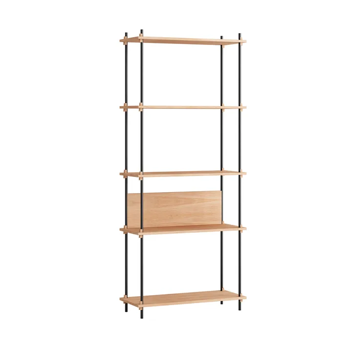 Shelving System classic scaffale - Rovere-black, 86x200x35 cm, S.200.1.A - MOEBE