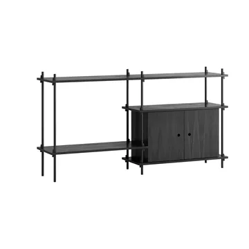 Shelving System mensola con armadietto - Nero, 163x85x35 cm, S.85.2.C - MOEBE