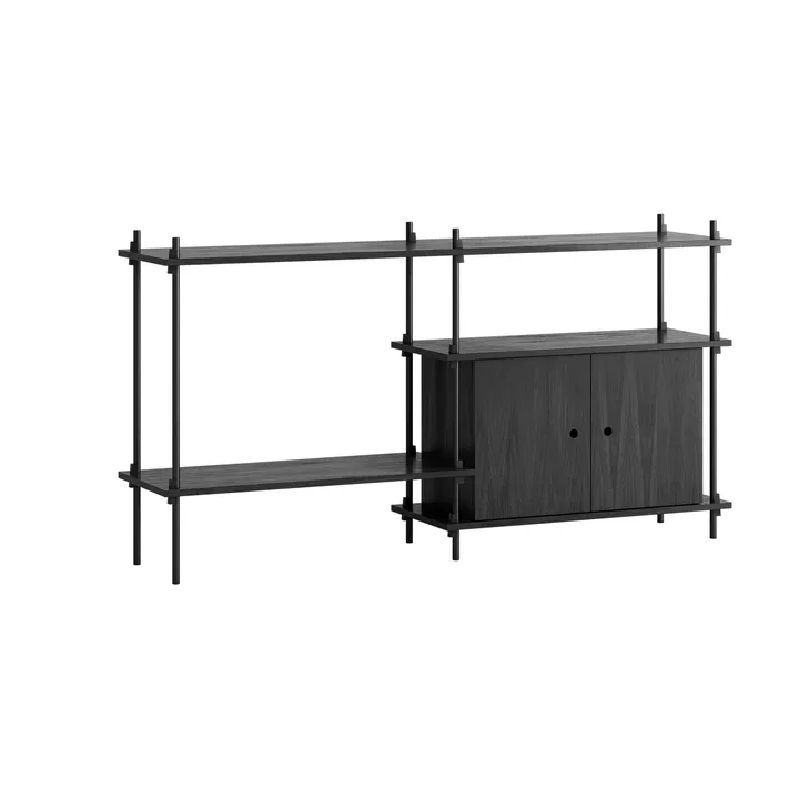 Shelving System mensola con armadietto - Nero, 163x85x35 cm, S.85.2.C - MOEBE