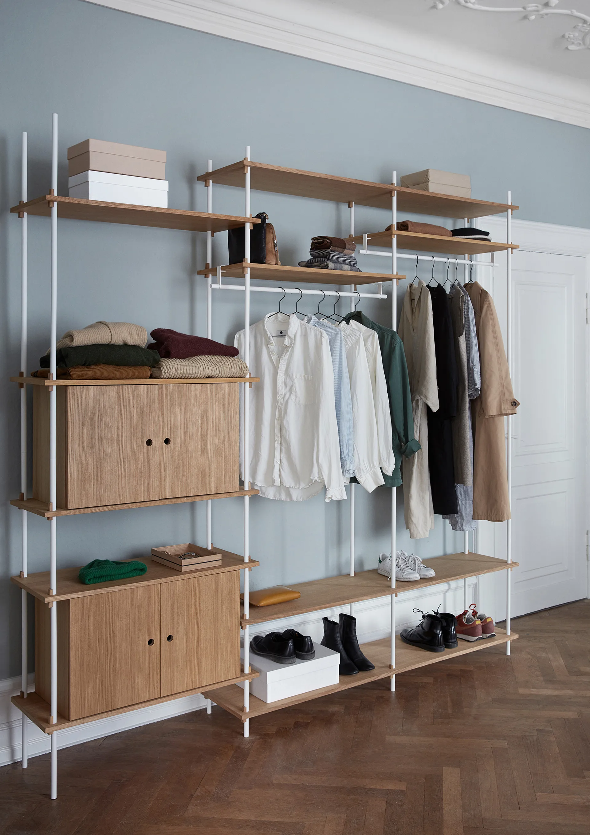 Shelving System mensola con armadietto, Quercia-black, 163x200x35 cm, S.200.2.C MOEBE