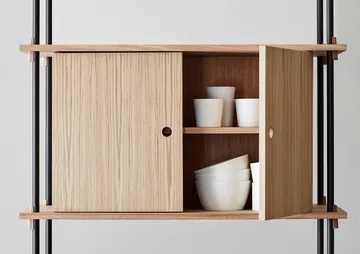 Shelving System mensola con armadietto - Rovere affumicato-black, 163x200x35 cm, S.200.2.C - MOEBE