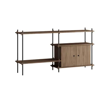 Shelving System mensola con armadietto - Rovere affumicato-black, 163x85x35 cm, S.85.2.C - MOEBE