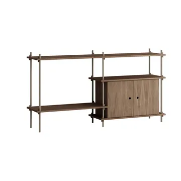Shelving System mensola con armadietto - Rovere affumicato-warm grey, 163x85x35 cm, S.85.2.C - MOEBE