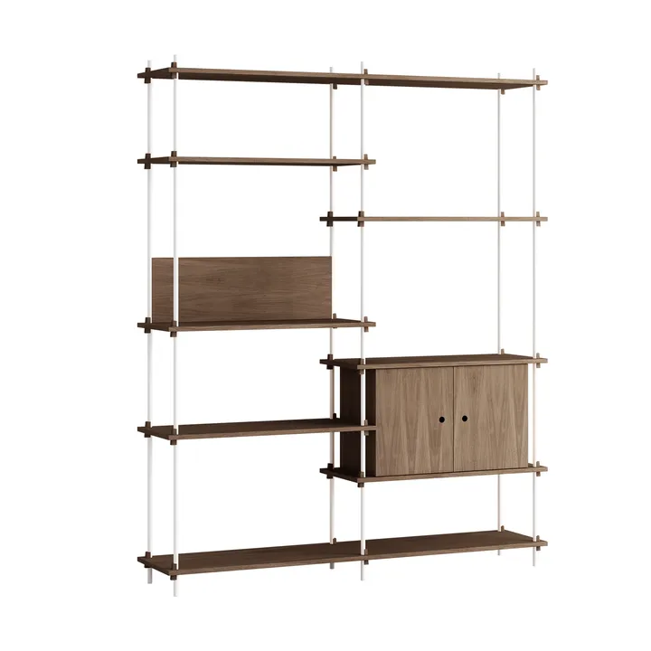 Shelving System mensola con armadietto - Rovere affumicato-white, 163x200x35 cm, S.200.2.C - MOEBE