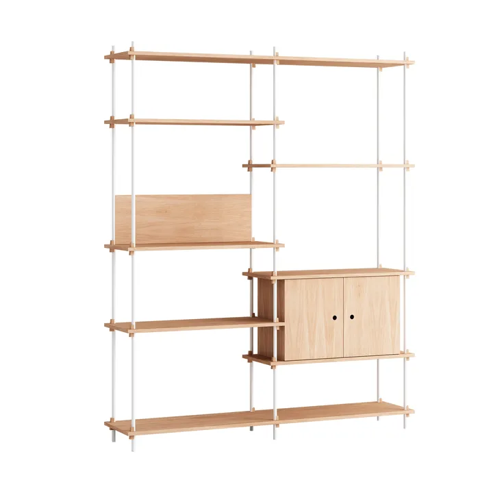 Shelving System mensola con armadietto - Rovere-white, 163x200x35 cm, S.200.2.C - MOEBE