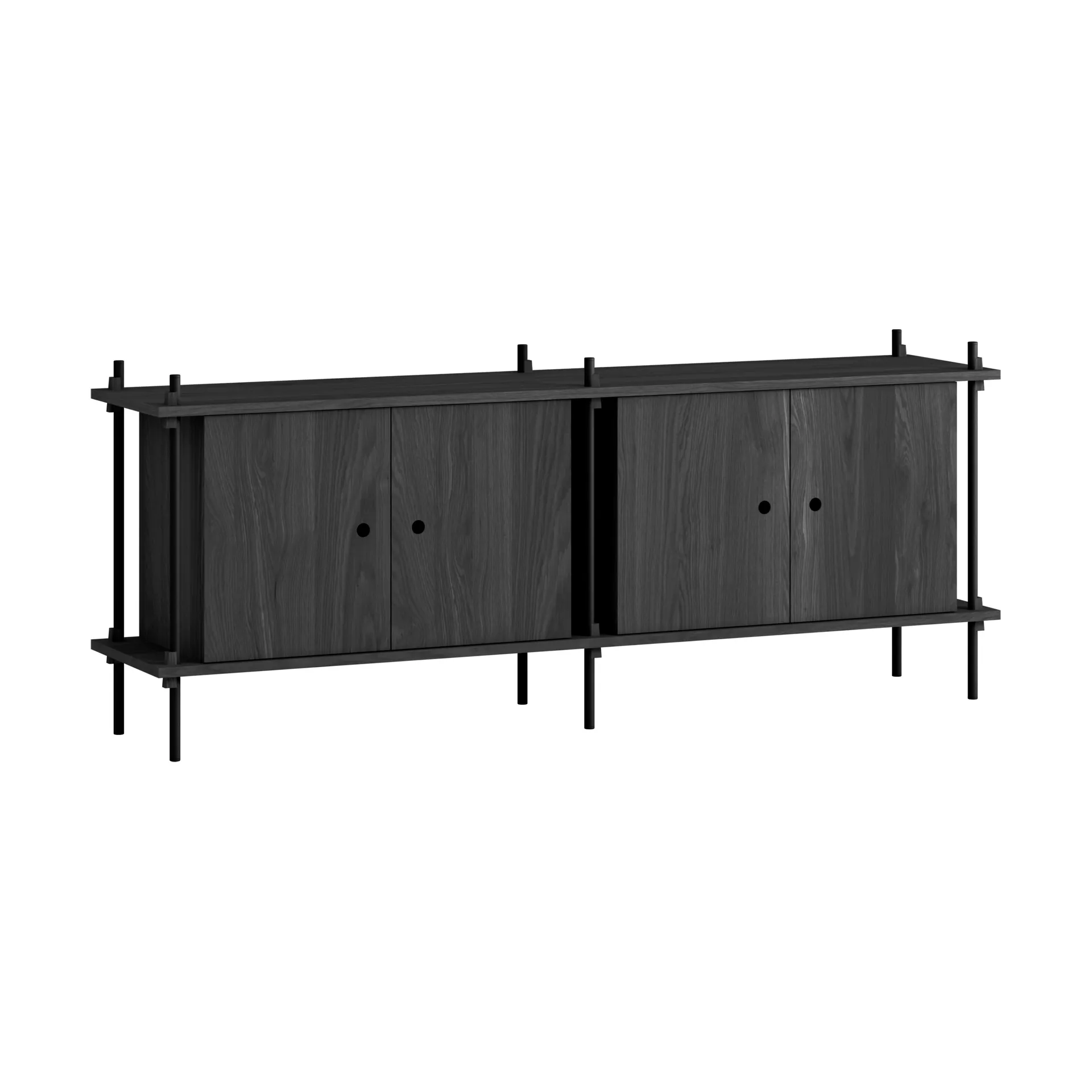 Sideboard del sistema di scaffalatura, Nero, 163x65x35 cm, S.65.2.D MOEBE