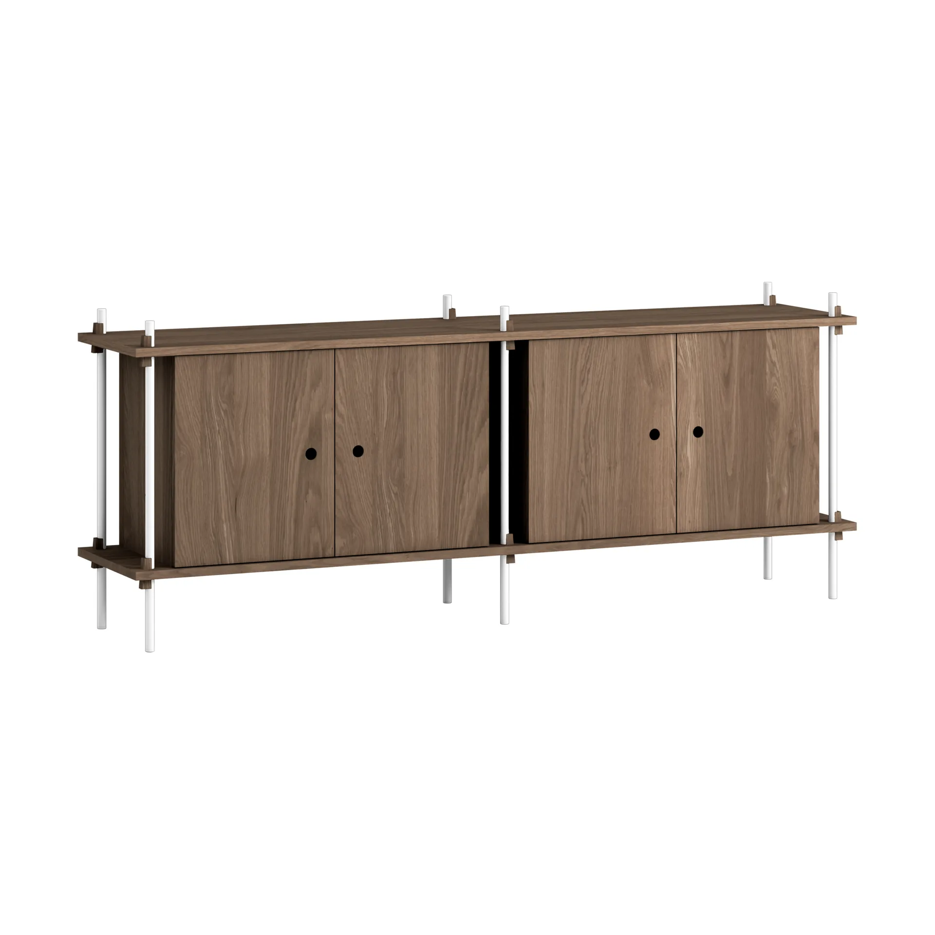 Sideboard del sistema di scaffalatura, Rovere affumicato-white, 163x65x35 cm, S.65.2.D MOEBE