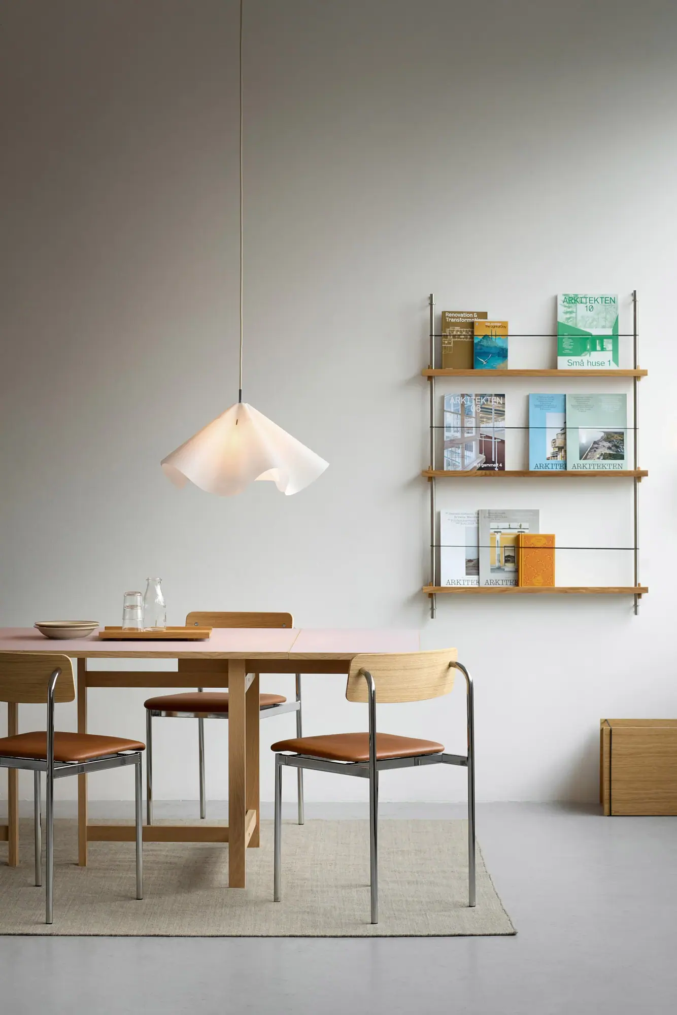 Sinuate lampada a sospensione, White-acciaio inox, medium Ø60x30 cm MOEBE