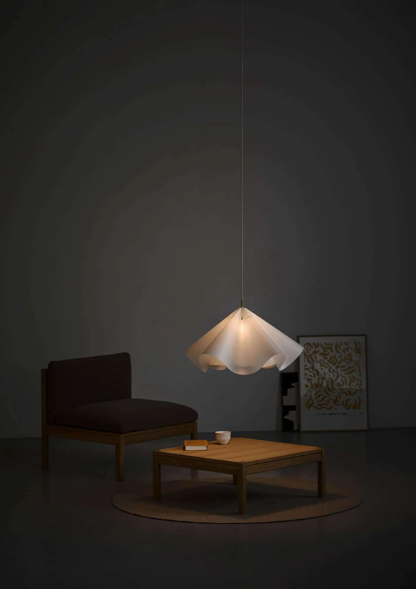 Sinuate lampada a sospensione, White-stainless steel, large Ø75x40 cm MOEBE