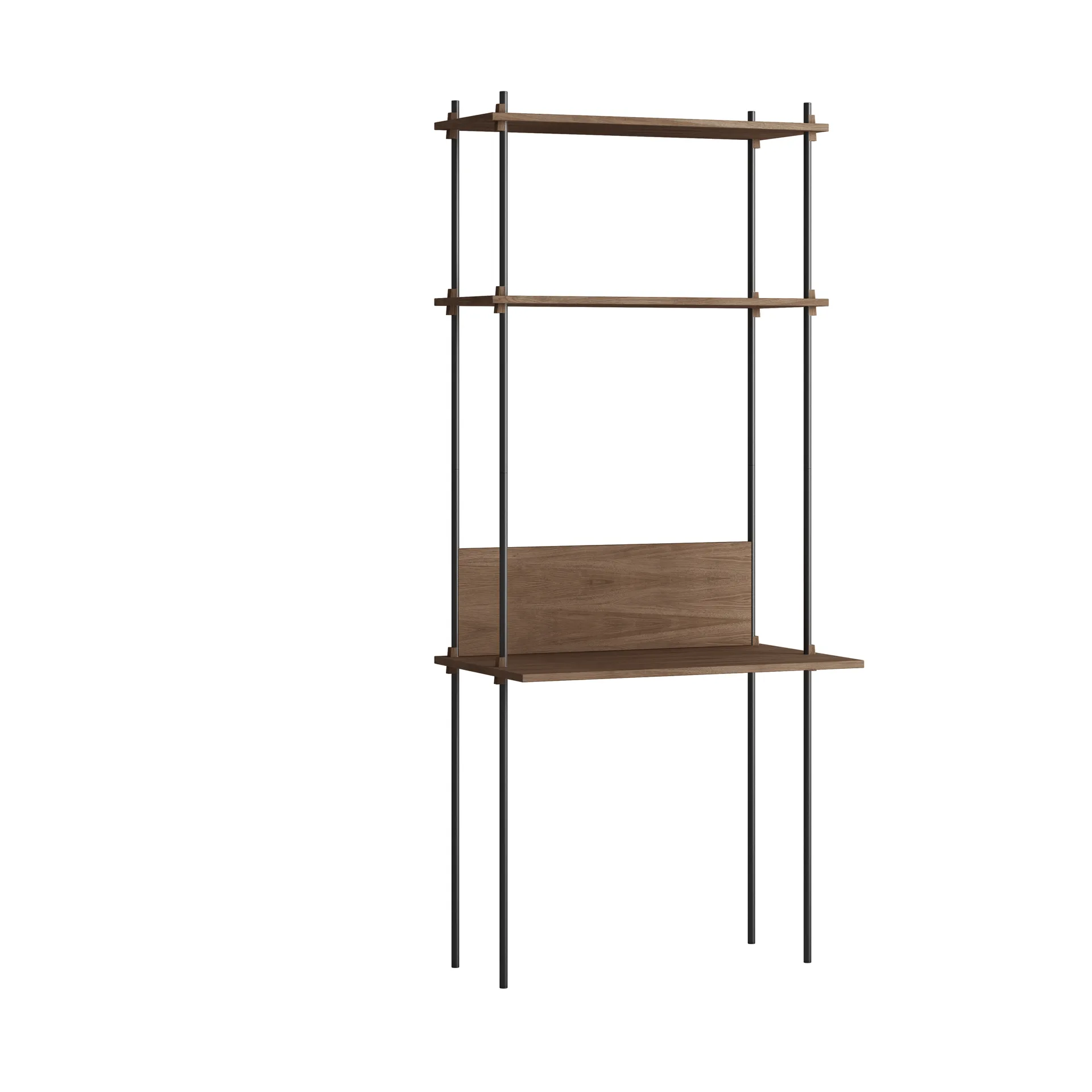 Sistema di scaffalatura Moebe s.200.1.D, Rovere affumicato, nero MOEBE